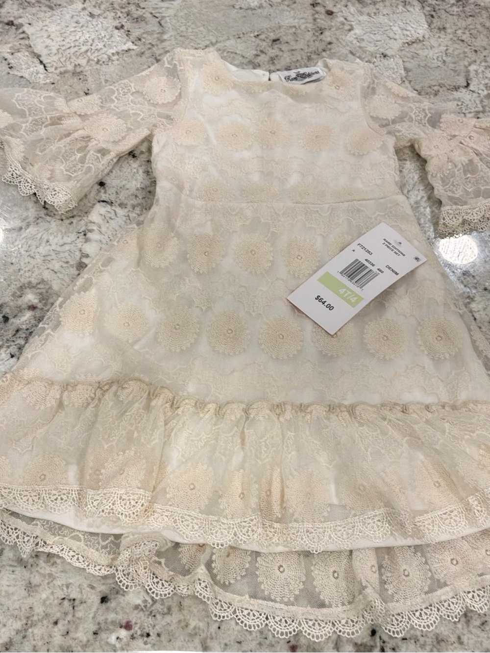 Rare Editions Lace Floral Dress in White and Cream